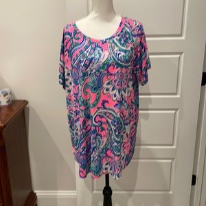 Women’s Short Sleeve Paisley Print Blouse